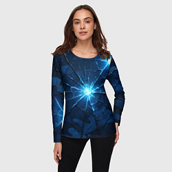 Лонгслив женский Синий камуфляж со вспышками, цвет: 3D-принт — фото 2