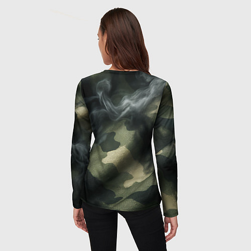 Женский лонгслив Камуфляжная ткань с дымом / 3D-принт – фото 4
