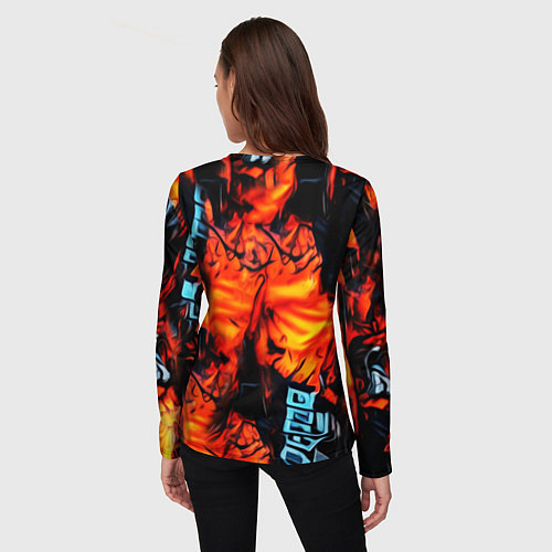 Женский лонгслив Абстрактная текстура рыжего пламени / 3D-принт – фото 4