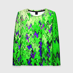 Лонгслив женский Ярко-зелёный стекающая абстаркция, цвет: 3D-принт