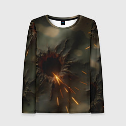 Лонгслив женский Следы от пуль на камуфляже, цвет: 3D-принт