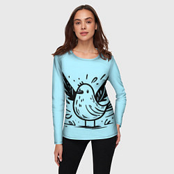 Лонгслив женский Чайка в стиле скетча, цвет: 3D-принт — фото 2