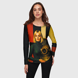 Лонгслив женский Девушка с водолазным шлемом ретрофутуризм поп-арт, цвет: 3D-принт — фото 2