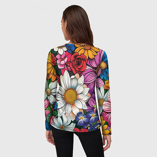 Женский лонгслив Крупные цветы / 3D-принт – фото 4