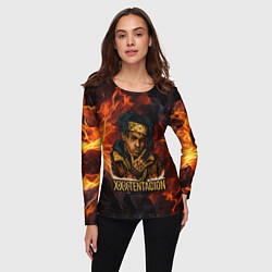 Лонгслив женский XXXTentacion на фоне огня, цвет: 3D-принт — фото 2