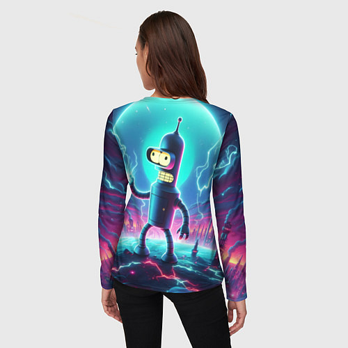 Женский лонгслив Робот-сгибальщик Бендер пропускает через себя молн / 3D-принт – фото 4