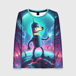 Женский лонгслив Робот-сгибальщик Бендер пропускает через себя молн