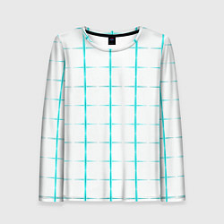 Лонгслив женский Color white light blue crosses, цвет: 3D-принт