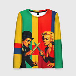 Женский лонгслив Чарли Чаплин против Мэрилин Монро поп-арт