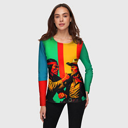 Лонгслив женский Ковбой против индейца поп-арт, цвет: 3D-принт — фото 2