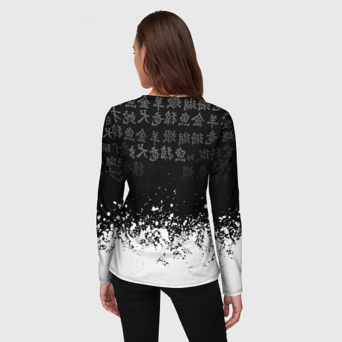 Женский лонгслив Doom японские символы краски / 3D-принт – фото 4
