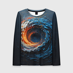Лонгслив женский Краска синяя и оранжевая в форме вихря, цвет: 3D-принт