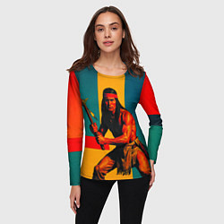 Лонгслив женский Индеец поп-арт, цвет: 3D-принт — фото 2