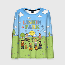 Женский лонгслив Linkin Park мультяшный стиль на поляне