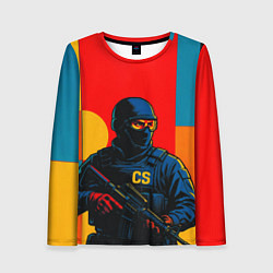 Лонгслив женский Контр-террорист CS 2 поп-арт, цвет: 3D-принт