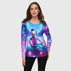 Лонгслив женский Bender bending robot on the amazing neon mushroom, цвет: 3D-принт — фото 2