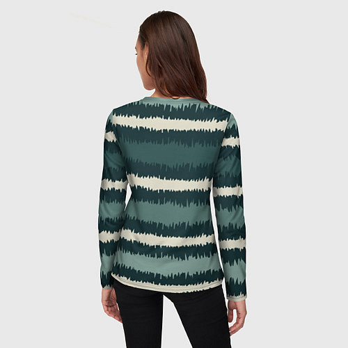 Женский лонгслив Полосы зигзагообразные зеленые / 3D-принт – фото 4