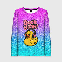 Женский лонгслив Duck yeah - утка в наушниках