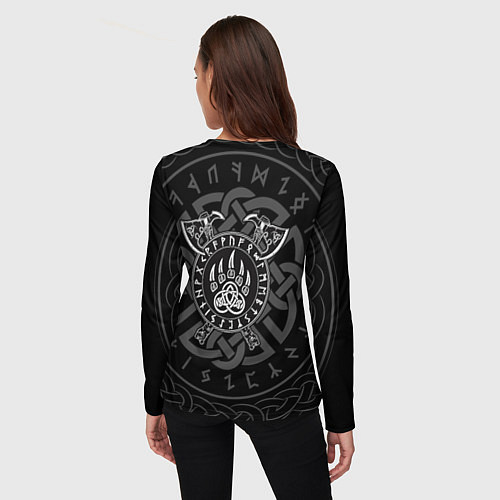 Женский лонгслив Грозный медведь в круге из рун / 3D-принт – фото 4