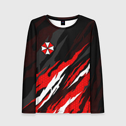 Лонгслив женский Umbrella - красное пламя, цвет: 3D-принт