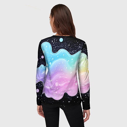 Женский лонгслив Менеджер капибара в кружке в стикерах / 3D-принт – фото 4