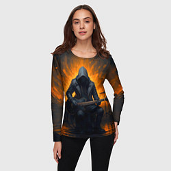 Лонгслив женский Гитарист играющий в пламени, цвет: 3D-принт — фото 2