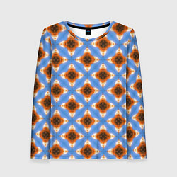 Лонгслив женский Калейдоскоп на голубом фоне, цвет: 3D-принт