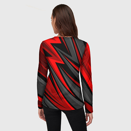 Женский лонгслив Федерация бокса России - красный спорт / 3D-принт – фото 4