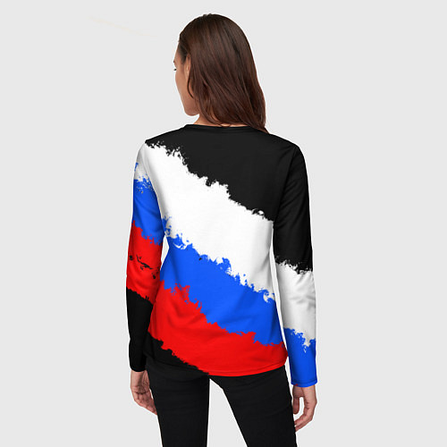 Женский лонгслив Федерация бокса России - триколор / 3D-принт – фото 4