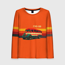Лонгслив женский Ретро автобус ГАЗ-55 поп-арт, цвет: 3D-принт