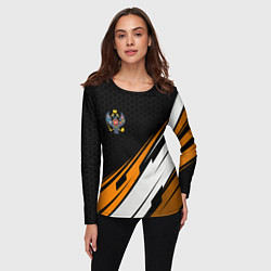Лонгслив женский Российская империя - оранжевый спорт, цвет: 3D-принт — фото 2