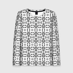 Лонгслив женский Черно-белый абстрактный узор, цвет: 3D-принт