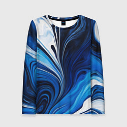 Лонгслив женский Бело синяя абстракция, цвет: 3D-принт
