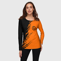 Лонгслив женский Half Life - black and orange, цвет: 3D-принт — фото 2