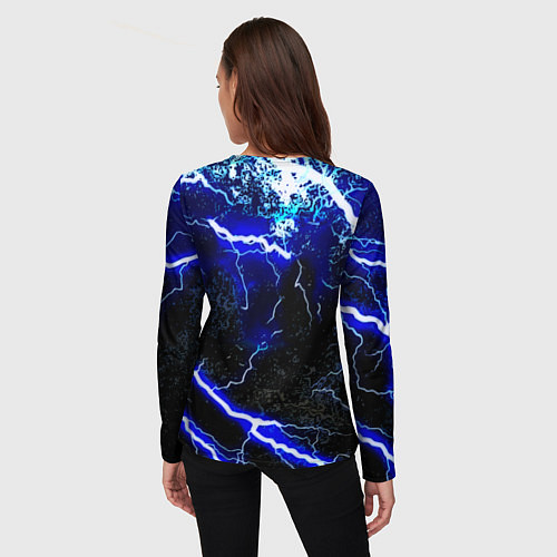 Женский лонгслив AEK голубой шторм молнии / 3D-принт – фото 4