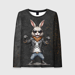 Женский лонгслив Заяц рокер