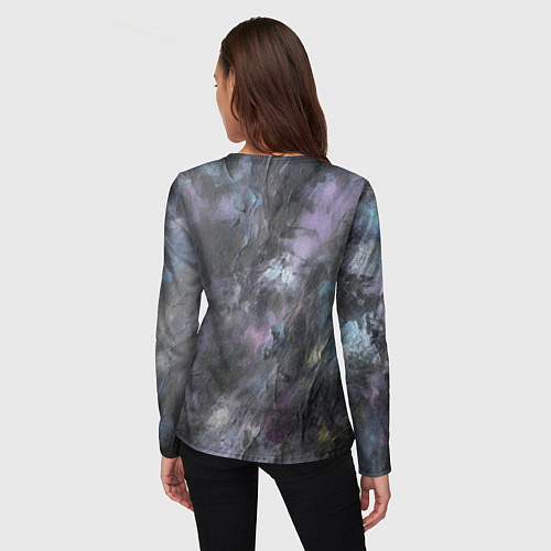 Женский лонгслив Абстракция - dark blue oil painting / 3D-принт – фото 4