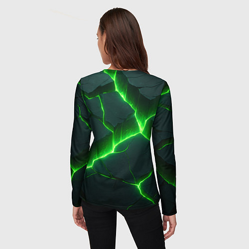 Женский лонгслив Кислотный зеленый свет из плит / 3D-принт – фото 4