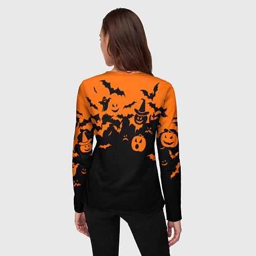Женский лонгслив Хэллоуин тыквы и призраки / 3D-принт – фото 4