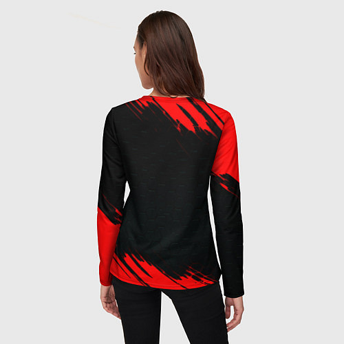 Женский лонгслив Атлетико Мадрид красные краски / 3D-принт – фото 4