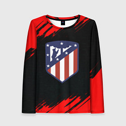 Лонгслив женский Атлетико Мадрид красные краски, цвет: 3D-принт