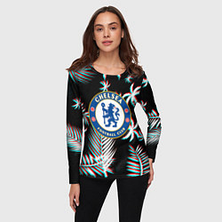 Лонгслив женский Chelsea тропики глитч текстура, цвет: 3D-принт — фото 2