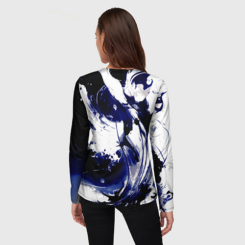 Женский лонгслив Чёрно-фиолетовый абстракция волна / 3D-принт – фото 4