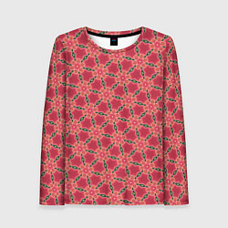 Лонгслив женский Красная цветочная текстура, цвет: 3D-принт