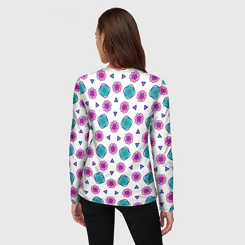Женский лонгслив Цветочно-геометрический паттерн / 3D-принт – фото 4