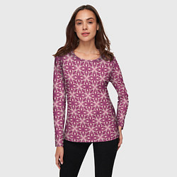 Лонгслив женский Фиолетово-розовая цветочная текстура, цвет: 3D-принт — фото 2
