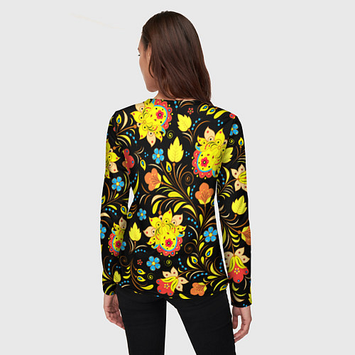 Женский лонгслив Хохлома узор / 3D-принт – фото 4