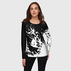 Лонгслив женский Взрывная белая краска на чёрном, цвет: 3D-принт — фото 2