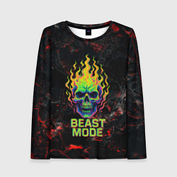 Лонгслив женский Beast mode череп, цвет: 3D-принт