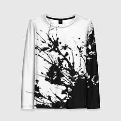 Лонгслив женский Чёрная взрывная краска на белом, цвет: 3D-принт